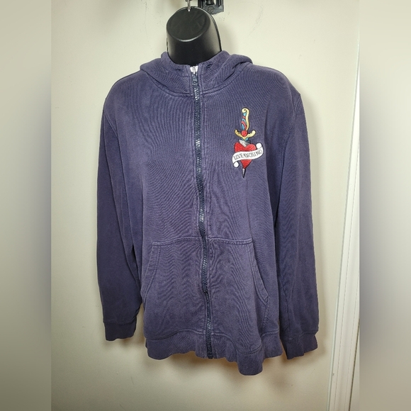 Men’s MOSCHINO “Tattoo” Full Zip Black Hoodie sz XL - Picture 1 of 12